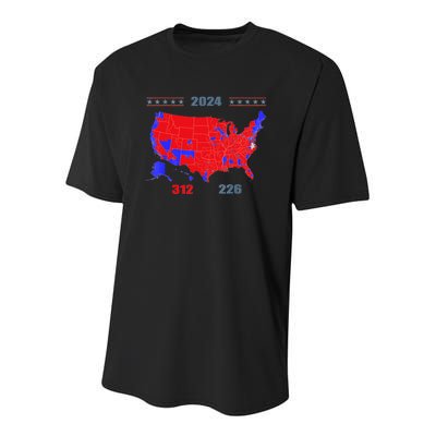 2024 Electoral Map Trump 312 Red 2024 Election Results Map Youth Performance Sprint T-Shirt