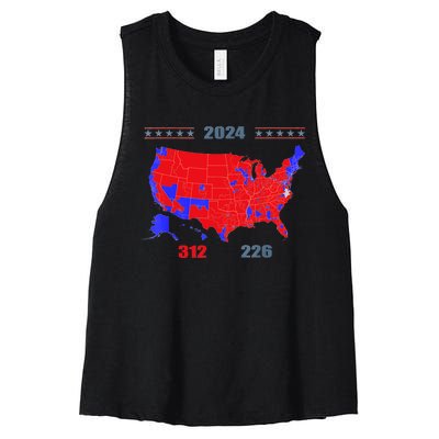 2024 Electoral Map Trump 312 Red 2024 Election Results Map Women's Racerback Cropped Tank