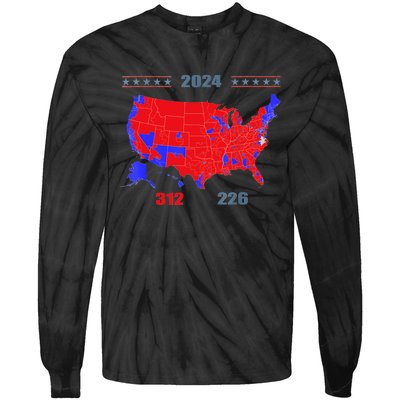 2024 Electoral Map Trump 312 Red 2024 Election Results Map Tie-Dye Long Sleeve Shirt