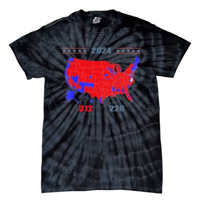 2024 Electoral Map Trump 312 Red 2024 Election Results Map Tie-Dye T-Shirt