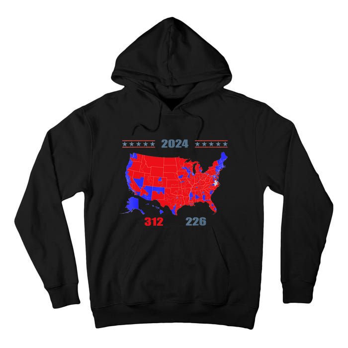 2024 Electoral Map Trump 312 Red 2024 Election Results Map Tall Hoodie