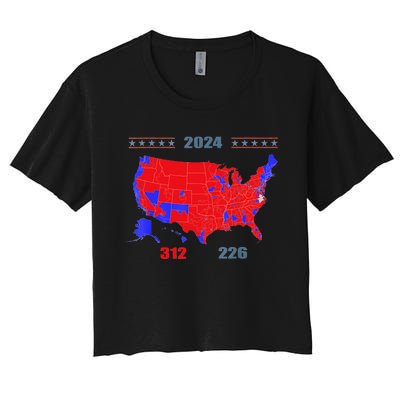 2024 Electoral Map Trump 312 Red 2024 Election Results Map Women's Crop Top Tee