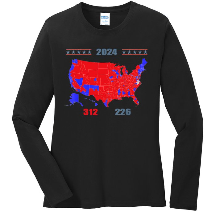 2024 Electoral Map Trump 312 Red 2024 Election Results Map Ladies Long Sleeve Shirt