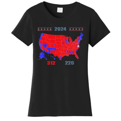 2024 Electoral Map Trump 312 Red 2024 Election Results Map Women's T-Shirt