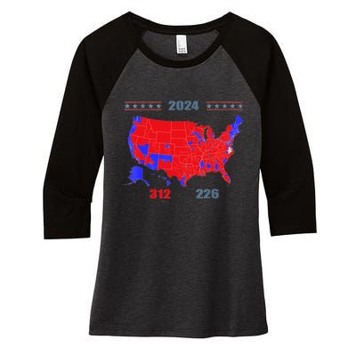 2024 Electoral Map Trump 312 Red 2024 Election Results Map Women's Tri-Blend 3/4-Sleeve Raglan Shirt