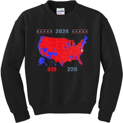 2024 Electoral Map Trump 312 Red 2024 Election Results Map Kids Sweatshirt