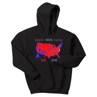 2024 Electoral Map Trump 312 Red 2024 Election Results Map Kids Hoodie