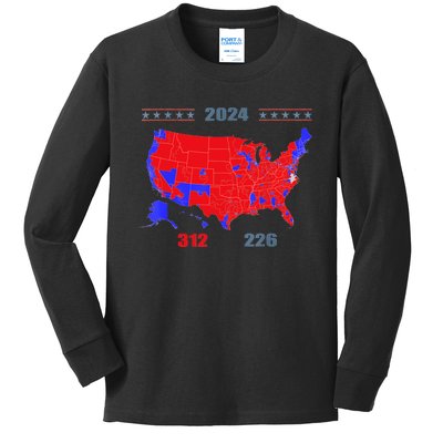 2024 Electoral Map Trump 312 Red 2024 Election Results Map Kids Long Sleeve Shirt