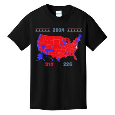 2024 Electoral Map Trump 312 Red 2024 Election Results Map Kids T-Shirt