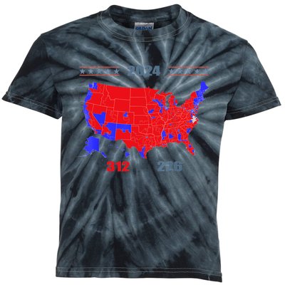 2024 Electoral Map Trump 312 Red 2024 Election Results Map Kids Tie-Dye T-Shirt