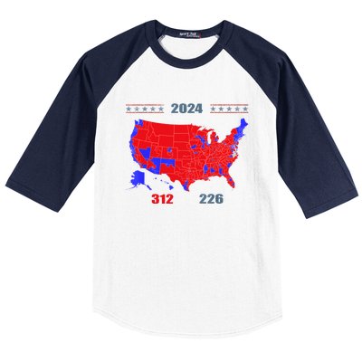 2024 Electoral Map Trump 312 Red 2024 Election Results Map Baseball Sleeve Shirt