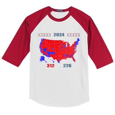 2024 Electoral Map Trump 312 Red 2024 Election Results Map Kids Colorblock Raglan Jersey