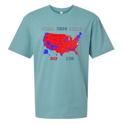 2024 Electoral Map Trump 312 Red 2024 Election Results Map Sueded Cloud Jersey T-Shirt