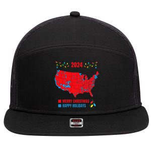 2024 Electoral Map Merry Christmas Trump Landslide Holiday 7 Panel Mesh Trucker Snapback Hat