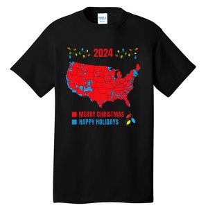 2024 Electoral Map Merry Christmas Trump Landslide Holiday Tall T-Shirt