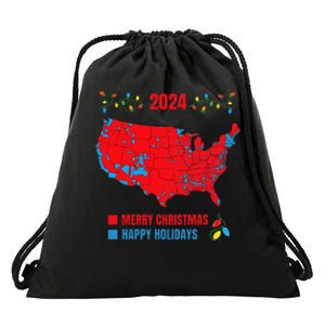 2024 Electoral Map Merry Christmas Trump Landslide Holiday Drawstring Bag