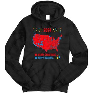 2024 Electoral Map Merry Christmas Trump Landslide Holiday Tie Dye Hoodie