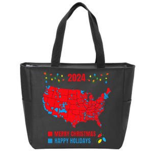 2024 Electoral Map Merry Christmas Trump Landslide Holiday Zip Tote Bag