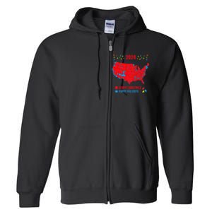 2024 Electoral Map Merry Christmas Trump Landslide Holiday Full Zip Hoodie