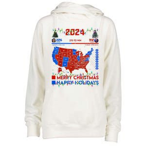 2024 Electoral Map Merry Christmas Trump Landslide Holiday Womens Funnel Neck Pullover Hood