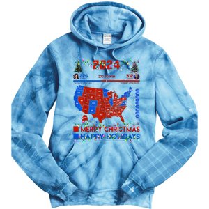 2024 Electoral Map Merry Christmas Trump Landslide Holiday Tie Dye Hoodie