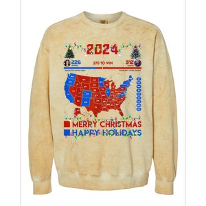 2024 Electoral Map Merry Christmas Trump Landslide Holiday Colorblast Crewneck Sweatshirt