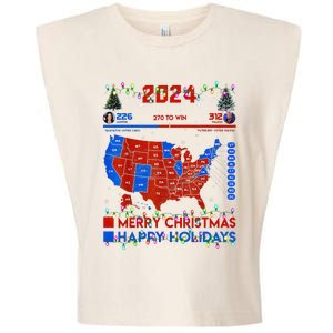 2024 Electoral Map Merry Christmas Trump Landslide Holiday Garment-Dyed Women's Muscle Tee