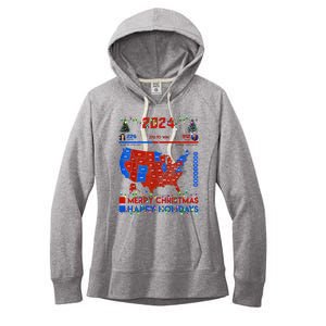 2024 Electoral Map Merry Christmas Trump Landslide Holiday Women's Fleece Hoodie