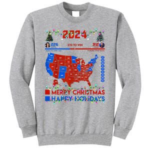 2024 Electoral Map Merry Christmas Trump Landslide Holiday Tall Sweatshirt