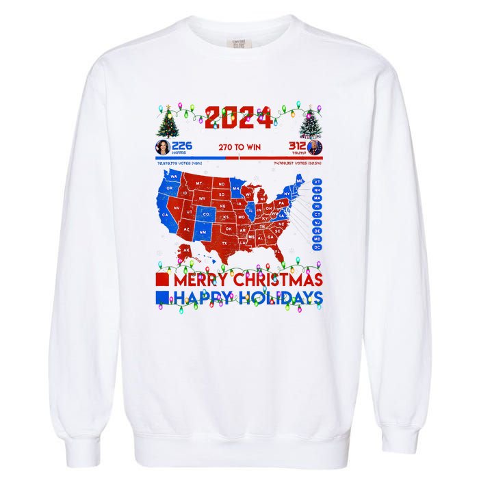 2024 Electoral Map Merry Christmas Trump Landslide Holiday Garment-Dyed Sweatshirt