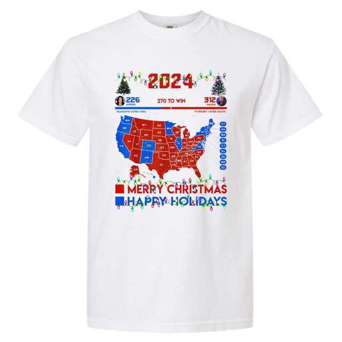 2024 Electoral Map Merry Christmas Trump Landslide Holiday Garment-Dyed Heavyweight T-Shirt