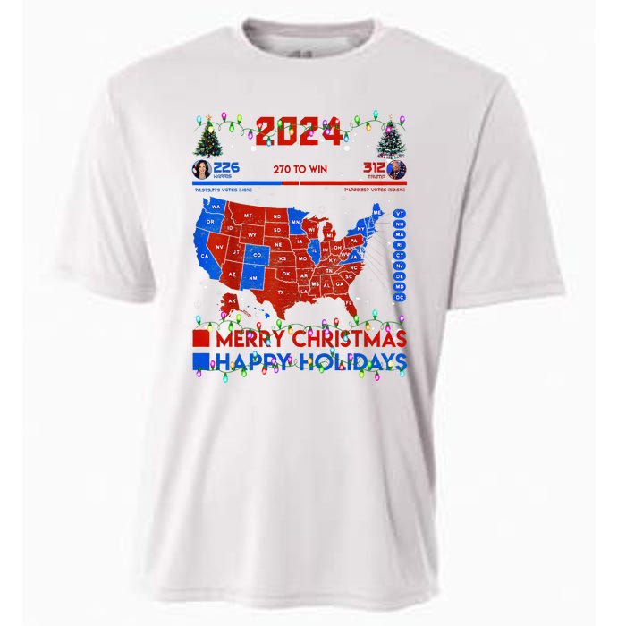 2024 Electoral Map Merry Christmas Trump Landslide Holiday Cooling Performance Crew T-Shirt