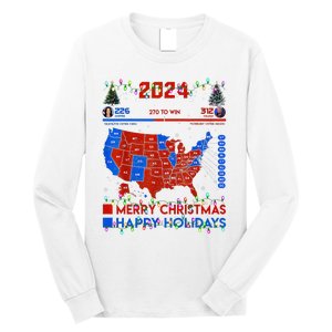 2024 Electoral Map Merry Christmas Trump Landslide Holiday Long Sleeve Shirt