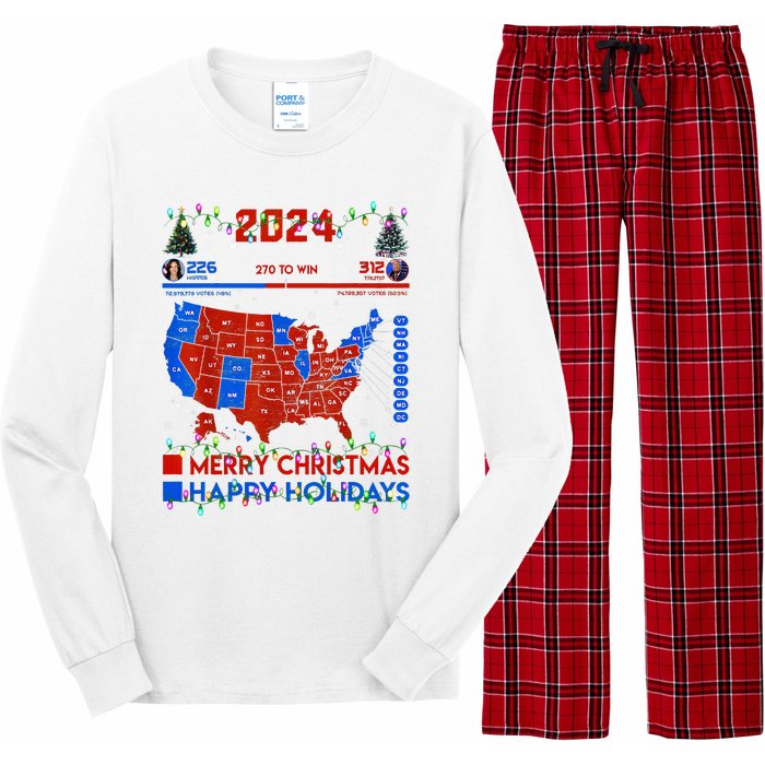 2024 Electoral Map Merry Christmas Trump Landslide Holiday Long Sleeve Pajama Set