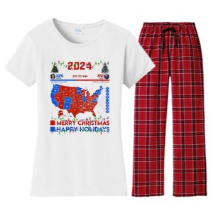 2024 Electoral Map Merry Christmas Trump Landslide Holiday Women's Flannel Pajama Set