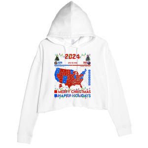 2024 Electoral Map Merry Christmas Trump Landslide Holiday Crop Fleece Hoodie