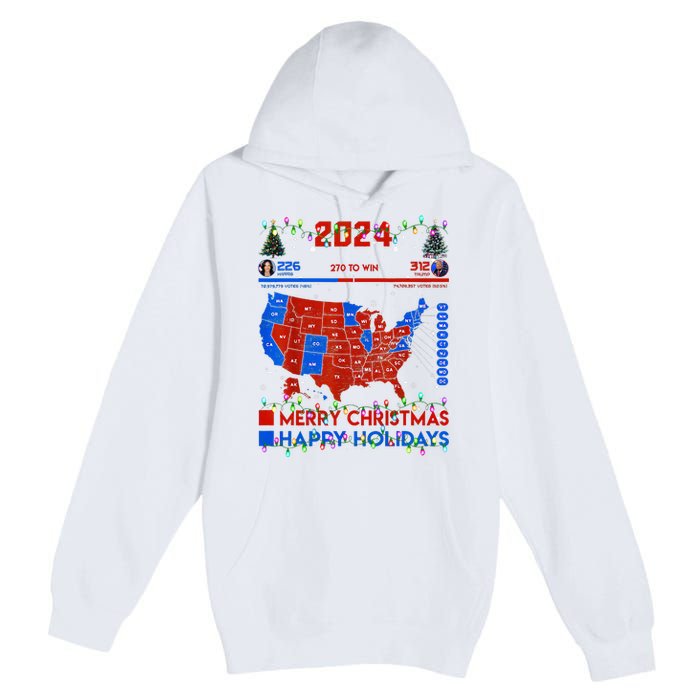 2024 Electoral Map Merry Christmas Trump Landslide Holiday Premium Pullover Hoodie