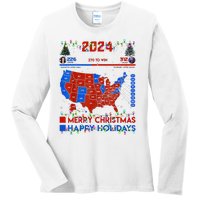 2024 Electoral Map Merry Christmas Trump Landslide Holiday Ladies Long Sleeve Shirt