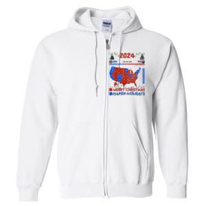 2024 Electoral Map Merry Christmas Trump Landslide Holiday Full Zip Hoodie