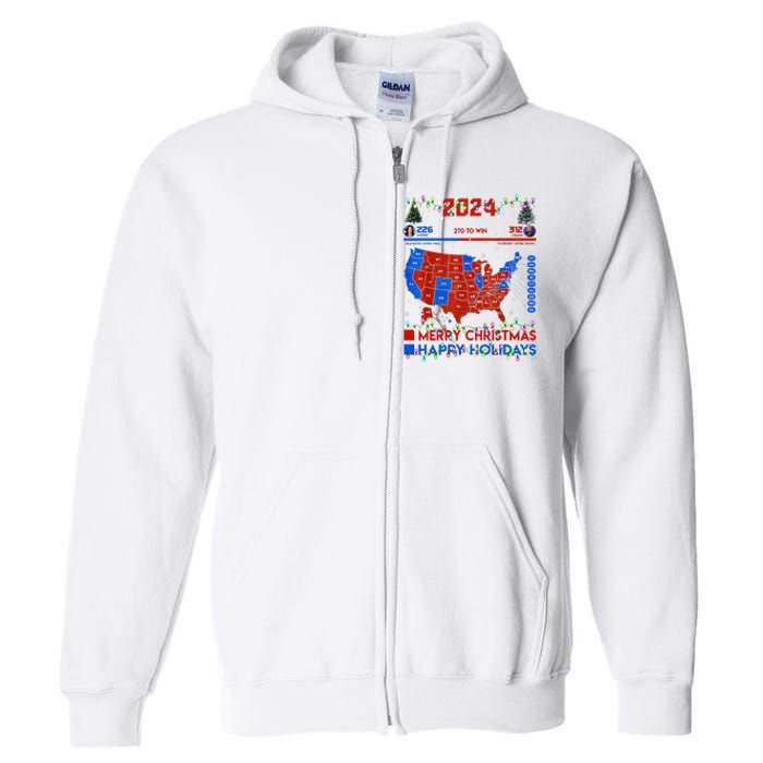 2024 Electoral Map Merry Christmas Trump Landslide Holiday Full Zip Hoodie