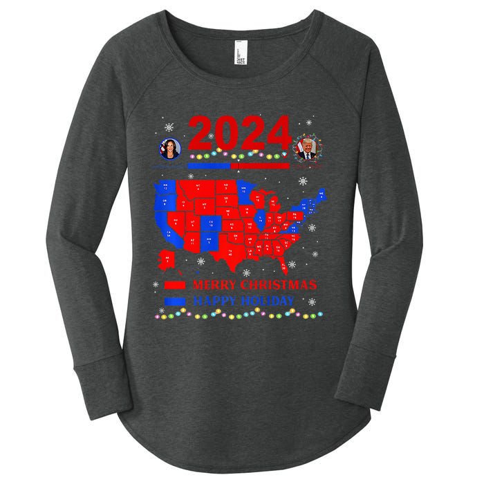 2024 Electoral Map Merry Christmas Trump Landslide Holiday Women's Perfect Tri Tunic Long Sleeve Shirt