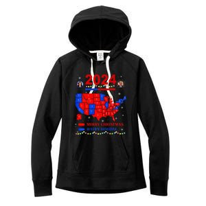 2024 Electoral Map Merry Christmas Trump Landslide Holiday Women's Fleece Hoodie