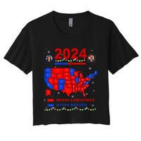 2024 Electoral Map Merry Christmas Trump Landslide Holiday Women's Crop Top Tee