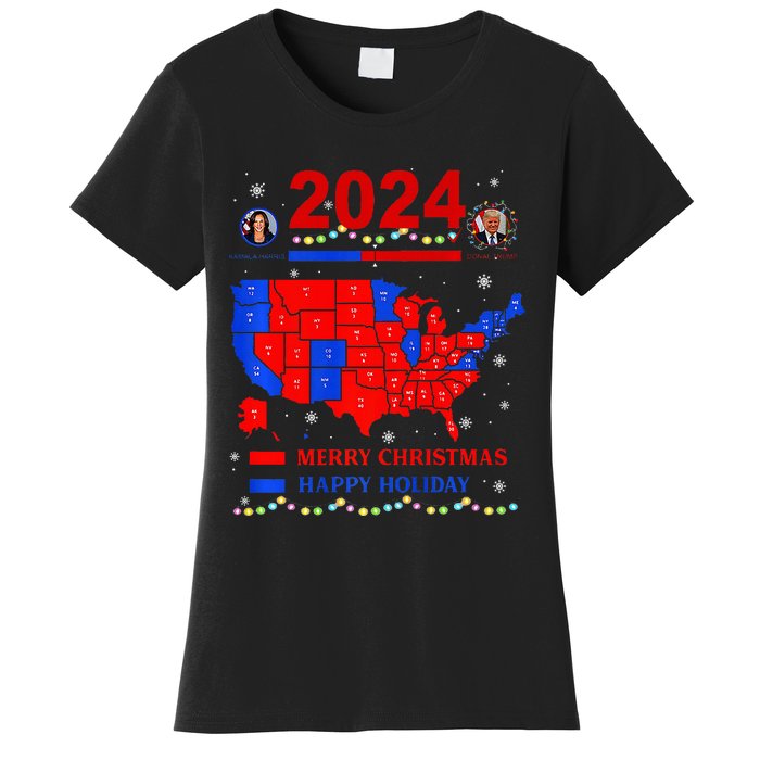 2024 Electoral Map Merry Christmas Trump Landslide Holiday Women's T-Shirt