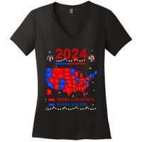 2024 Electoral Map Merry Christmas Trump Landslide Holiday Women's V-Neck T-Shirt