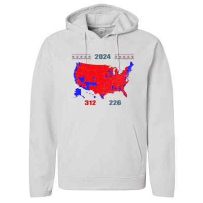 2024 Electoral Map Trump 312 Red 2024 Election Results Map Performance Fleece Hoodie