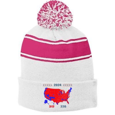 2024 Electoral Map Trump 312 Red 2024 Election Results Map Stripe Pom Pom Beanie