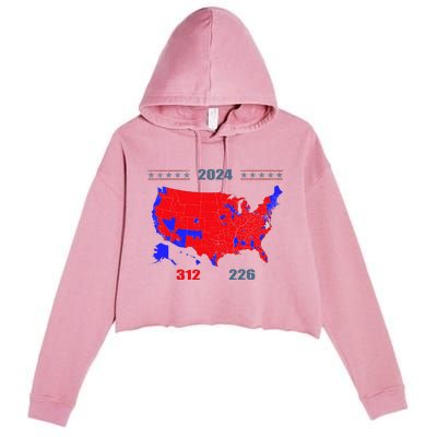 2024 Electoral Map Trump 312 Red 2024 Election Results Map Crop Fleece Hoodie