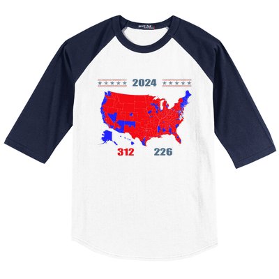 2024 Electoral Map Trump 312 Red 2024 Election Results Map Baseball Sleeve Shirt