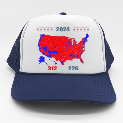 2024 Electoral Map Trump 312 Red 2024 Election Results Map Trucker Hat